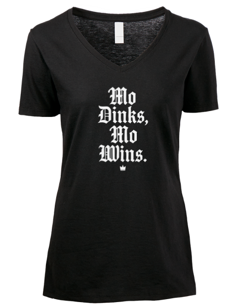 Mo Dinks Mo Wins Pickleball Premium Ladies V-Neck T-Shirt | Swagsta