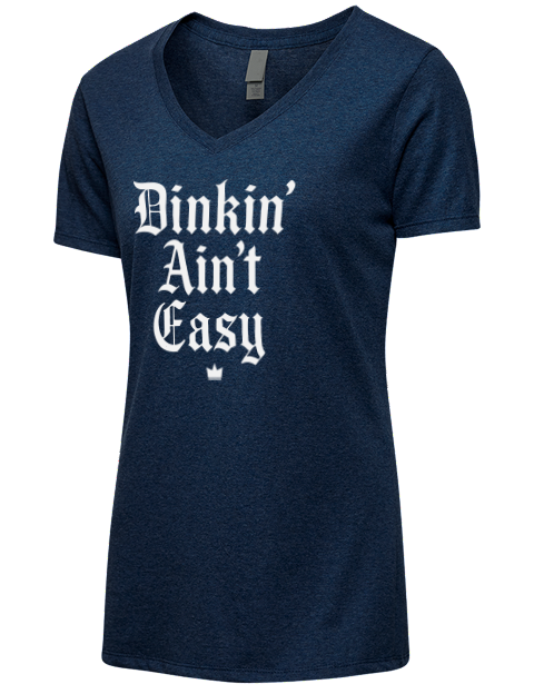 Dink'n Aint't Easy Pickleball Premium Ladies V-Neck T-Shirt | Swagsta