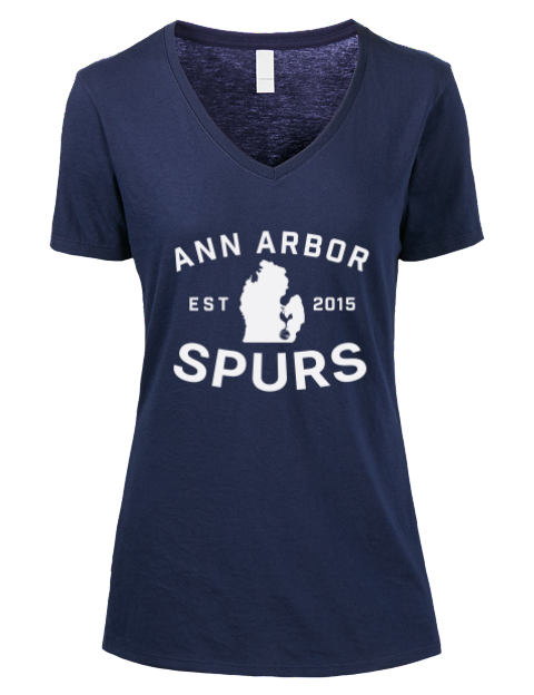 Logo Ann Arbor Spurs Custom Premium Ladies V-Neck T-Shirt | Swagsta
