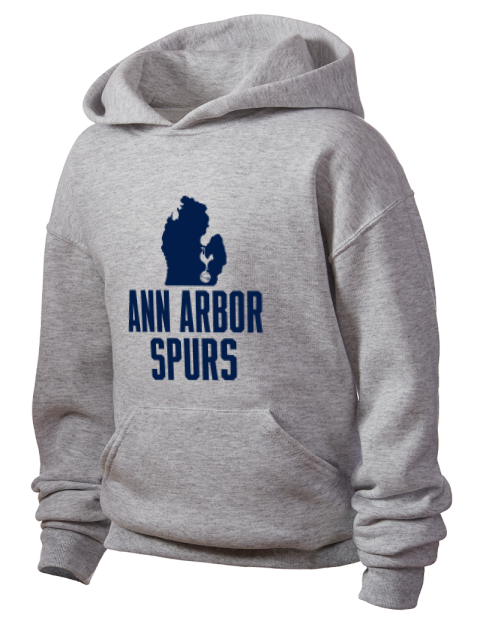 Stacked Club Logo Ann Arbor Spurs Custom Youth Hooded Sweatshirt | Swagsta