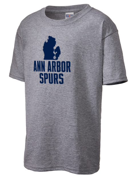 Stacked Club Logo Ann Arbor Spurs Custom Youth T-Shirt | Swagsta