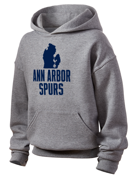 Stacked Club Logo Ann Arbor Spurs Custom Youth Hooded Sweatshirt | Swagsta
