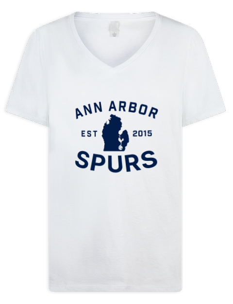Club Logo Ann Arbor Spurs Custom Premium Ladies V-Neck T-Shirt | Swagsta