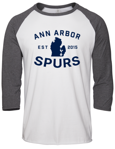 Club Logo Ann Arbor Spurs Custom Unisex Premium Three-Quarter Raglan T-Shirt | Swagsta