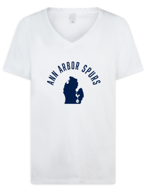 Arched Club Logo Ann Arbor Spurs Custom Premium Ladies V-Neck T-Shirt | Swagsta