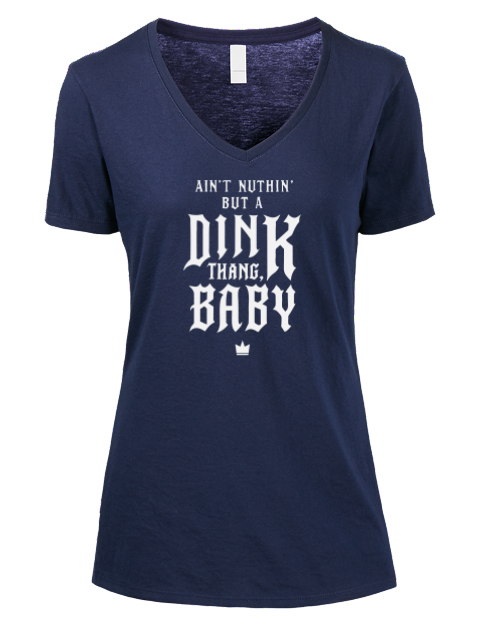 Dink Thang Baby Pickleball Premium Ladies V-Neck T-Shirt | Swagsta