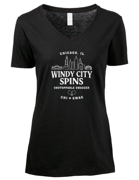 Chicago City Spins Pickleball Premium Ladies V-Neck T-Shirt | Swagsta
