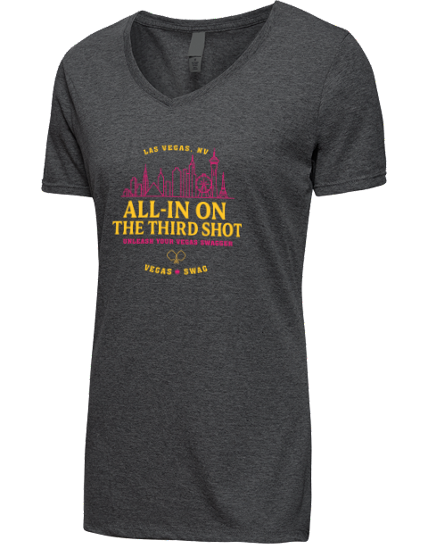 Vegas All In Pickleball Premium Ladies V-Neck T-Shirt | Swagsta