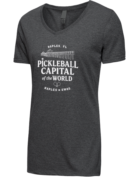 Naples FL Pickleball Premium Ladies V-Neck T-Shirt | Swagsta