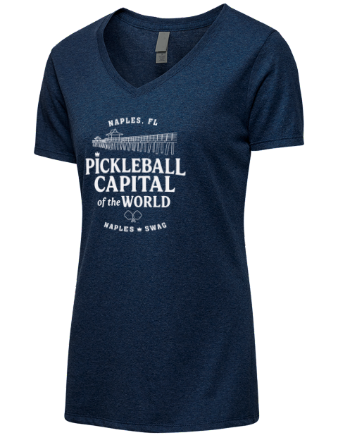 Naples FL Pickleball Premium Ladies V-Neck T-Shirt | Swagsta