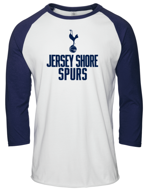 Stacked Jersey Shore Spurs Unisex Premium Three-Quarter Raglan T-Shirt | Swagsta
