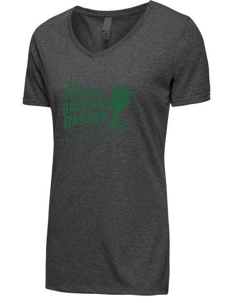 Original Backyard Banger Pickleball Premium Ladies V-Neck T-Shirt | Swagsta