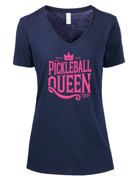 Queen of Pickleball Premium Ladies V-Neck T-Shirt | Swagsta