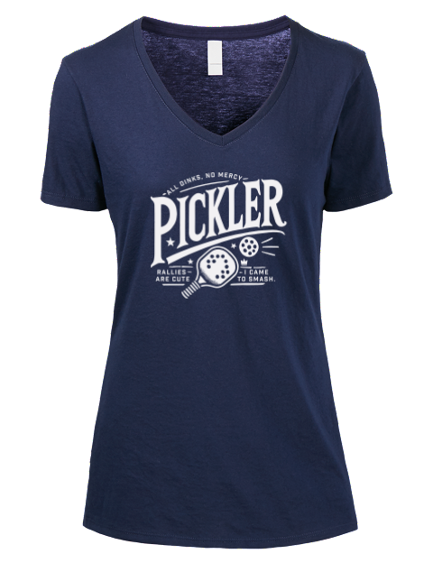 Pickler, All Dinks Pickleball Premium Ladies V-Neck T-Shirt | Swagsta