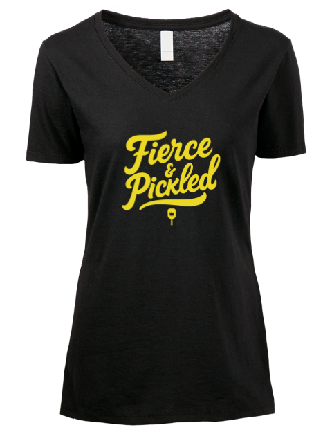 Pickleball Pretty Badass Premium Ladies V-Neck T-Shirt