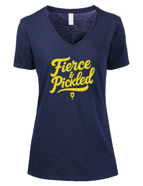 Pickleball Pretty Badass Premium Ladies V-Neck T-Shirt