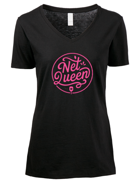 Pickleball Pretty Badass Premium Ladies V-Neck T-Shirt