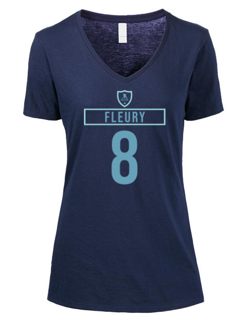 Away Jersey Cale Fleury Premium Ladies V-Neck T-Shirt | Swagsta