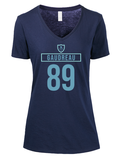 Away Jersey Frederick Gaudreau Premium Ladies V-Neck T-Shirt | Swagsta