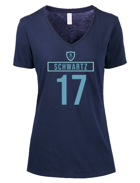 Away Jersey Jaden Schwartz Premium Ladies V-Neck T-Shirt | Swagsta
