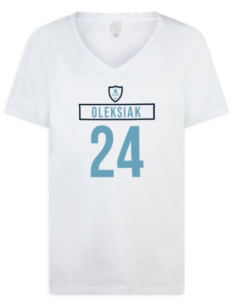 Home Jersey Jamie Oleksiak Premium Ladies V-Neck T-Shirt | Swagsta