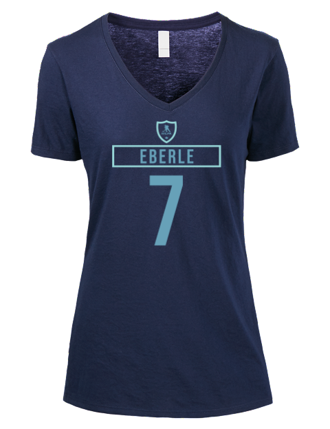 Away Jersey Jordan Eberle Premium Ladies V-Neck T-Shirt | Swagsta
