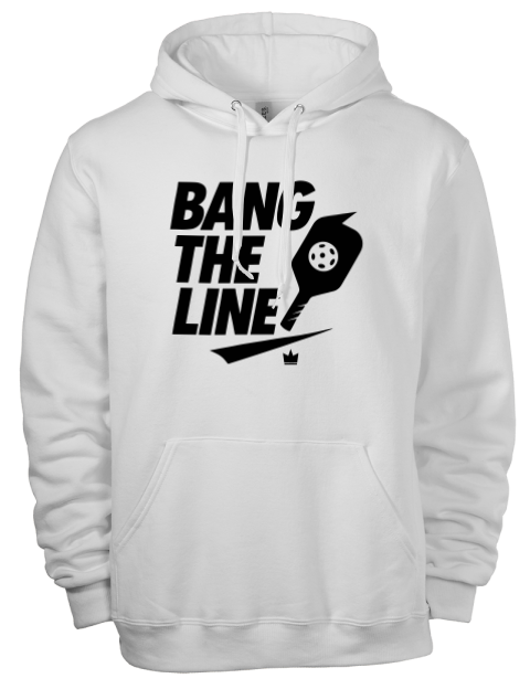 White Bang The Line Pickleball Eco Premium Unisex Hooded Sweatshirt
