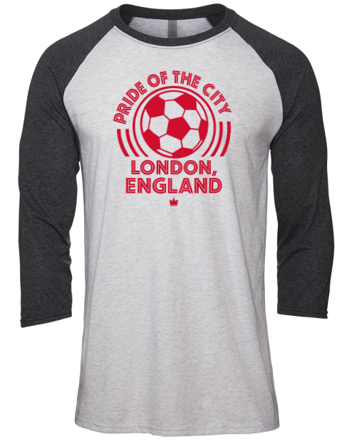 London England Soccer Unisex Premium Three-Quarter Raglan T-Shirt | Swagsta