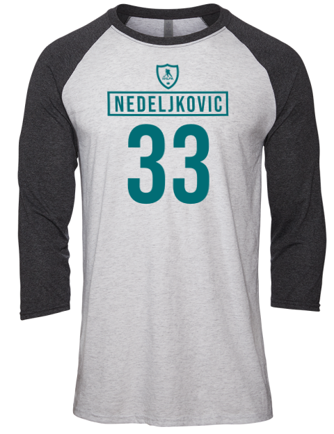 Away Jersey Alex Nedeljkovic Unisex Premium Three-Quarter Raglan T-Shirt | Swagsta