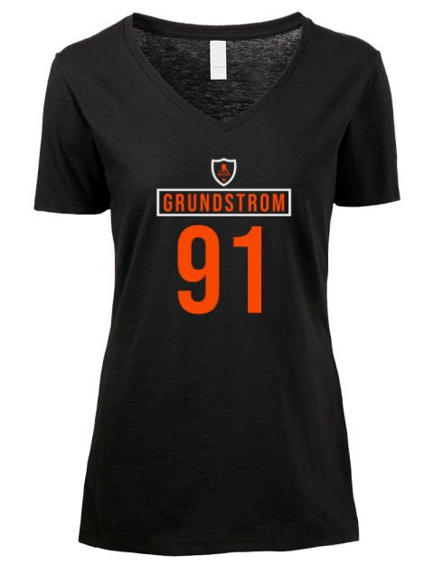 Away Jersey Carl Grundstrom Premium Ladies V-Neck T-Shirt | Swagsta