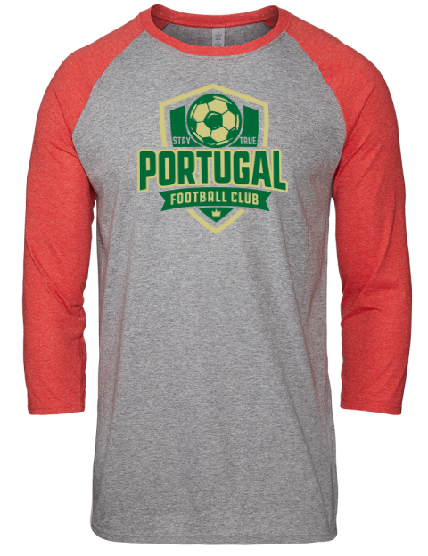 Portugal Football Club Soccer Unisex Premium Three-Quarter Raglan T-Shirt | Swagsta