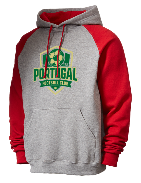 Portugal Football Club Soccer Colorblock Raglan Hooded Sweatshirt | Swagsta