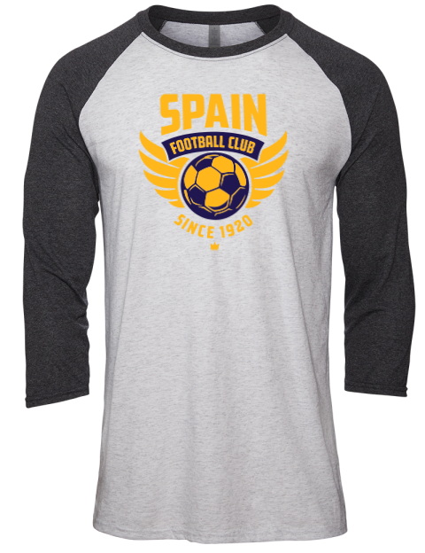 Spain Football Club Soccer Unisex Premium Three-Quarter Raglan T-Shirt | Swagsta