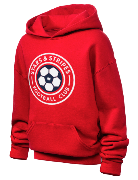 Red, White & Blue Soccer Youth Hooded Sweatshirt | Swagsta