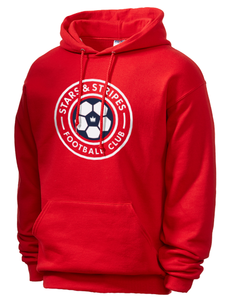 Red, White & Blue Soccer Unisex Hooded Sweatshirt | Swagsta