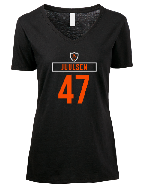 Away Jersey Noah Juulsen Premium Ladies V-Neck T-Shirt | Swagsta