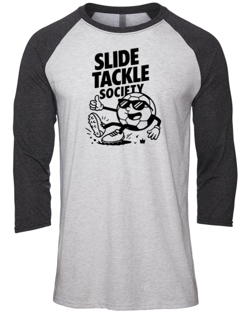 Slide Tackle Society Soccer Unisex Premium Three-Quarter Raglan T-Shirt | Swagsta