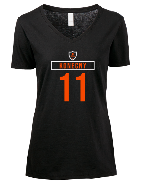 Away Jersey Travis Konecny Premium Ladies V-Neck T-Shirt | Swagsta