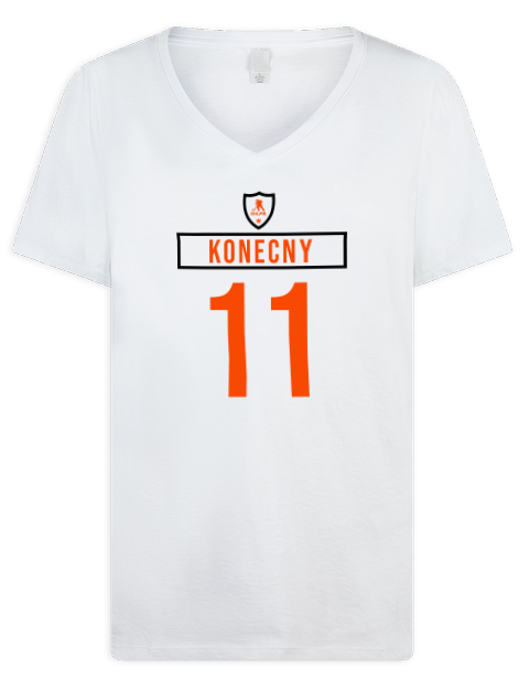 Home Jersey Travis Konecny Premium Ladies V-Neck T-Shirt | Swagsta