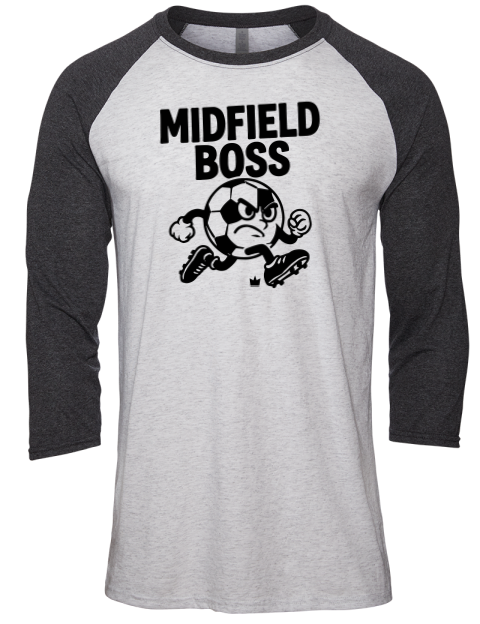 Midfield Boss Soccer Unisex Premium Three-Quarter Raglan T-Shirt | Swagsta