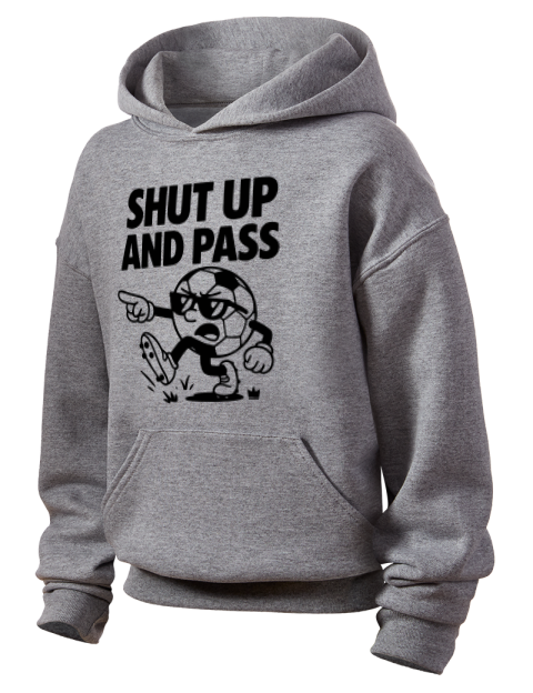 Shut up and Pass Soccer Youth Hooded Sweatshirt | Swagsta
