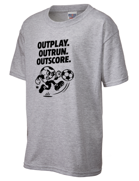 Outrun, Outplay, Outscore Soccer Youth T-Shirt | Swagsta