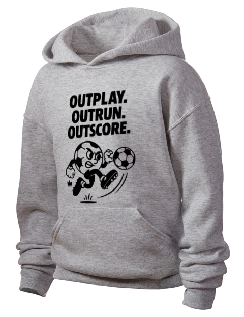 Outrun, Outplay, Outscore Soccer Youth Hooded Sweatshirt | Swagsta