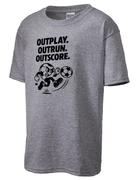 Outrun, Outplay, Outscore Soccer Youth T-Shirt | Swagsta