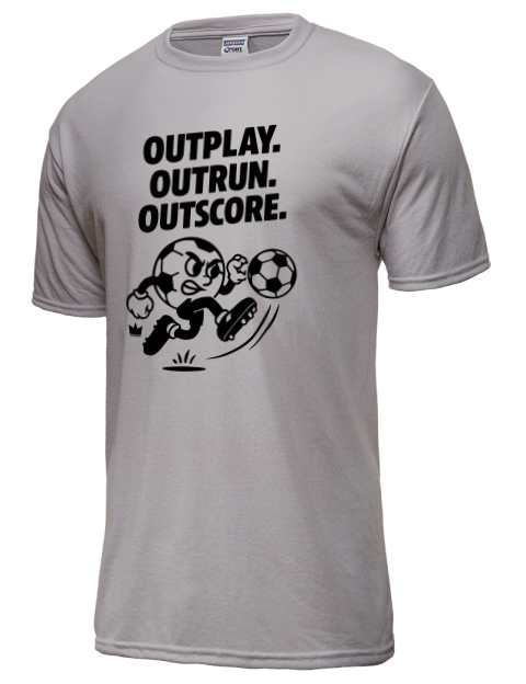 Outrun, Outplay, Outscore Soccer Dri-Power Unisex T-Shirt | Swagsta