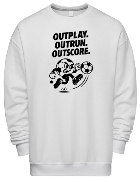 Outrun, Outplay, Outscore Soccer Premium Unisex Crewneck Sweatshirt | Swagsta