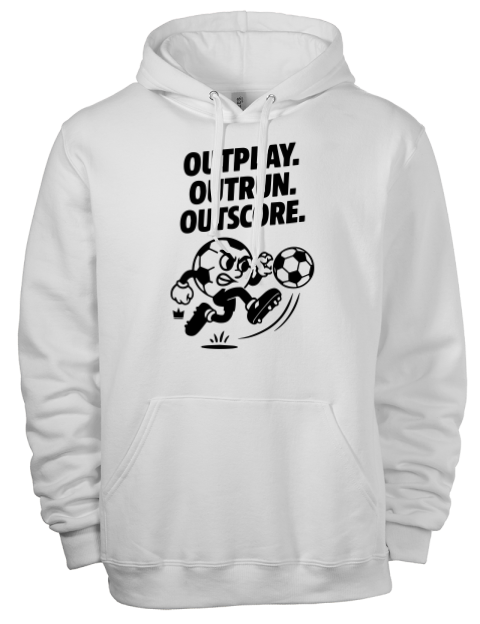 Outrun, Outplay, Outscore Soccer Eco Premium Unisex Hooded Sweatshirt | Swagsta
