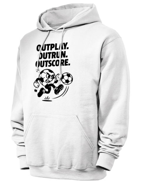 Outrun, Outplay, Outscore Soccer Unisex Hooded Sweatshirt | Swagsta