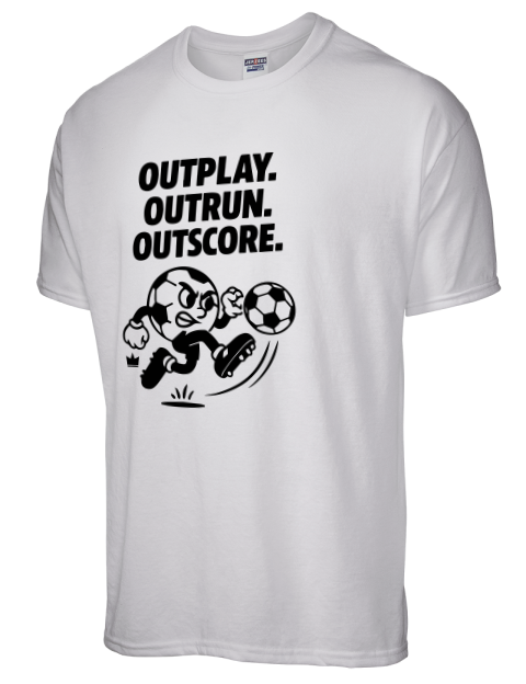 Outrun, Outplay, Outscore Soccer Dri-Power Unisex T-Shirt | Swagsta