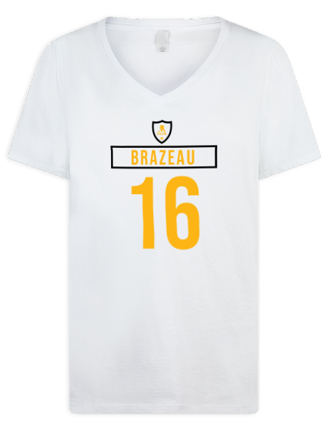 Home Jersey Justin Brazeau Premium Ladies V-Neck T-Shirt | Swagsta